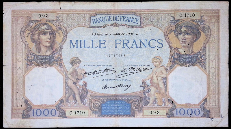 Francia - Terza Repubblica (1870-1940) - 1000 Francs 07/01/1932 - P# 79b

MB
...