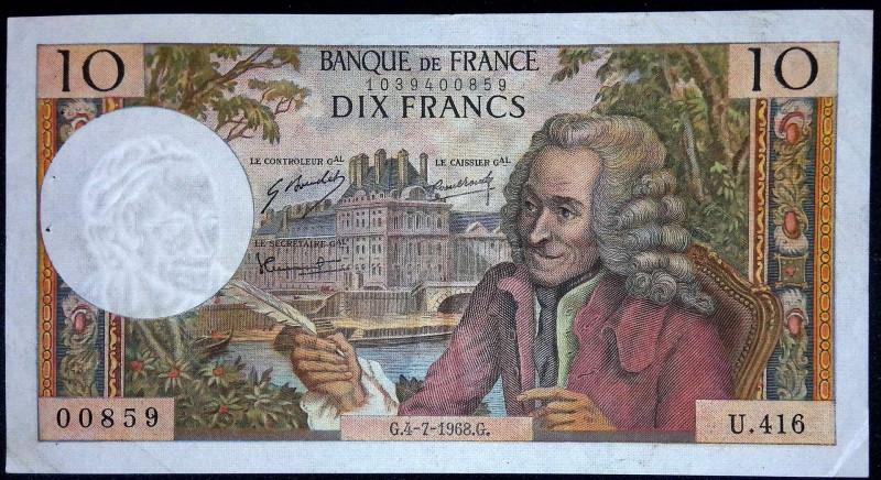 Francia - Quinta Repubblica (1958-oggi) - 10 Franchi 1968 - P# 147c - fori

BB...