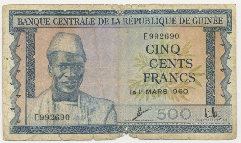 Guinea - Banca Centrale della Repubblica della Guinea - 500 Francs 1960 - N°E992...