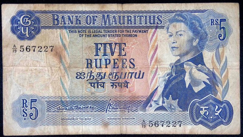 Mauritius - Elisabetta II (1952-1968) - 5 Rupees - P# 30

MB+

SPEDIZIONE IN...