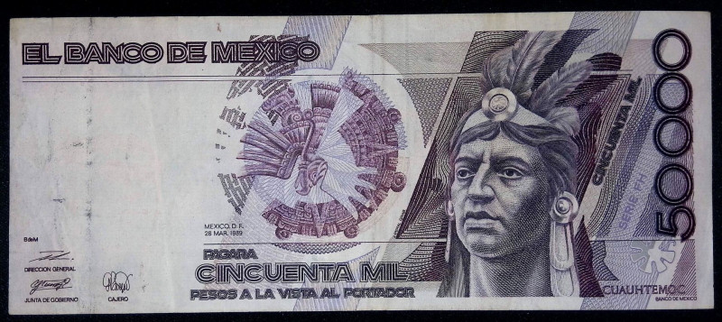 Messico - Repubblica del Messico (1823-oggi) - 50.000 Pesos 1989 - P# 93b

BB...