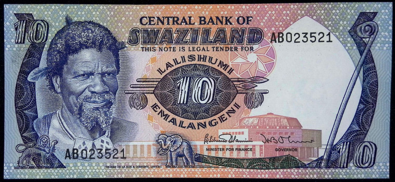 Swaziland (Eswatini) - Sobhuza II (1968-1982) - 10 Emalageni 1974 - P# 4

FDS...