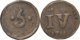 Índia Portuguesa - Portuguese India
D. João V (1706-1750)
5 réis 1711 Goa
AG: 45.01 6.90 g RARA
BC / Fine