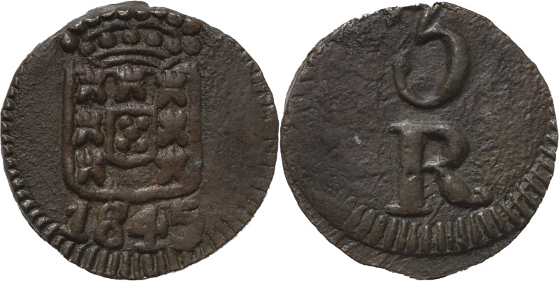 Índia Portuguesa - Portuguese India
D. Maria II (1834-1853)
3 Réis 1845 Goa
AG: ...