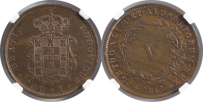 Moedas Certificadas - Certified Coins
Portugal D. Luís I 5 reis 1867 Lisboa
NGC ...