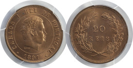 Moedas Certificadas - Certified Coins
Portugal D. Carlos I 20 reis 1891 Lisboa
PCGS MS 64 RD