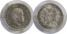 Moedas Certificadas - Certified Coins
Portugal D. Carlos I 200 reis 1892 Lisboa
PCGS MS 63