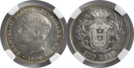 Moedas Certificadas - Certified Coins
Portugal D. Manuel II 500 reis 1908 Lisboa
NGC MS 63