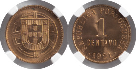Moedas Certificadas - Certified Coins
Portugal República 1 centavo 1921 Lisboa
NGC MS 65 RD
