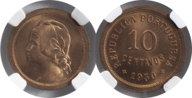 Moedas Certificadas - Certified Coins
Portugal República 10 centavos 1930 Lisboa
NGC MS 65 RD
