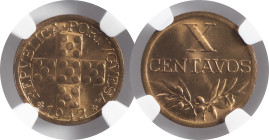 Moedas Certificadas - Certified Coins
Portugal República 10 centavos 1942 Lisboa
NGC MS 65 RD