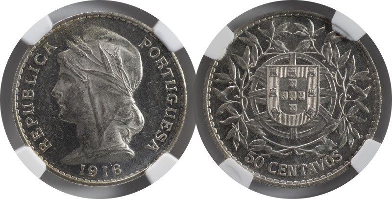 Moedas Certificadas - Certified Coins
Portugal República 50 centavos 1916 Lisboa...