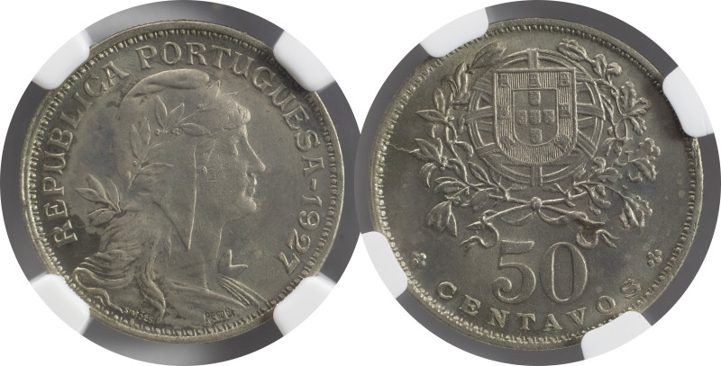 Moedas Certificadas - Certified Coins
Portugal República 50 centavos 1927 Lisboa...