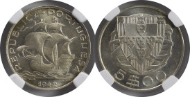 Moedas Certificadas - Certified Coins
Portugal República 5 escudos 1942 Lisboa
NGC MS 66