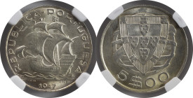 Moedas Certificadas - Certified Coins
Portugal República 5 escudos 1947 Lisboa
NGC MS 64