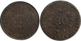 Moedas Certificadas - Certified Coins
Portugal Açores D. Maria II 80 réis 1829 Terceira
NGC AU DETAILS OBV SCRATCHED
