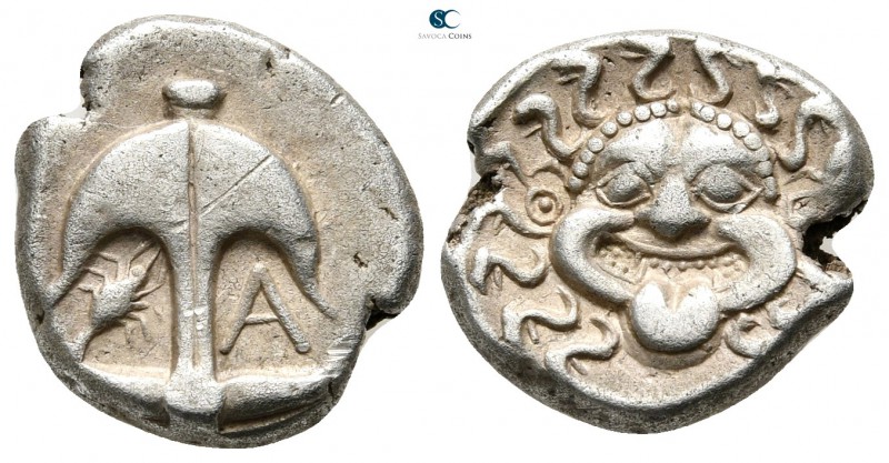 Thrace. Apollonia Pontica circa 420-300 BC. 
Drachm AR

15mm., 3,28g.

Anch...