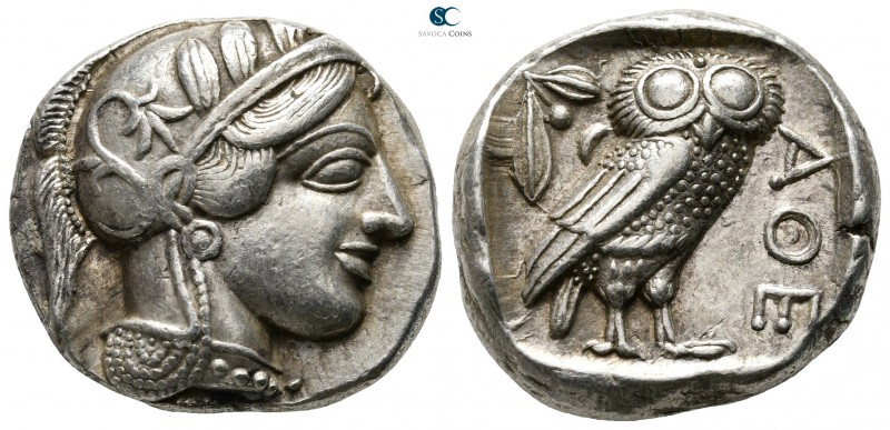 Attica. Athens 454-404 BC. 
Tetradrachm AR

23mm., 17,24g.

Head of Athena ...