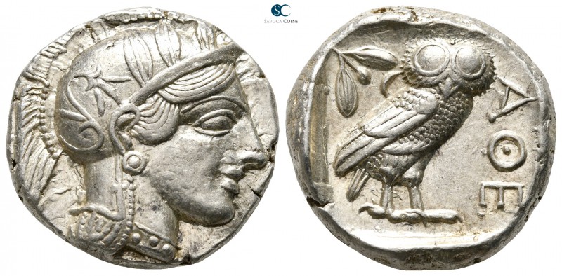 Attica. Athens 454-404 BC. 
Tetradrachm AR

23mm., 17,26g.

Head of Athena ...