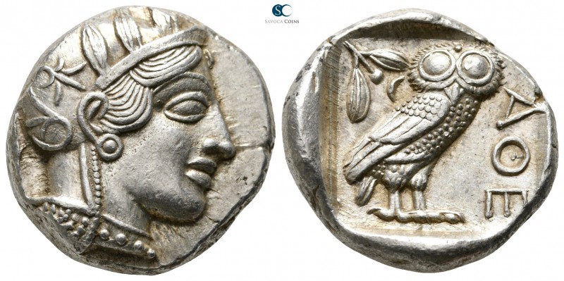 Attica. Athens 454-404 BC. 
Tetradrachm AR

25mm., 17,27g.

Head of Athena ...