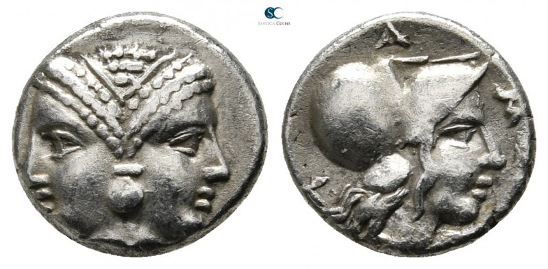 Mysia. Lampsakos 390-330 BC. 
Diobol AR

11mm., 1,13g.

Janiform female hea...