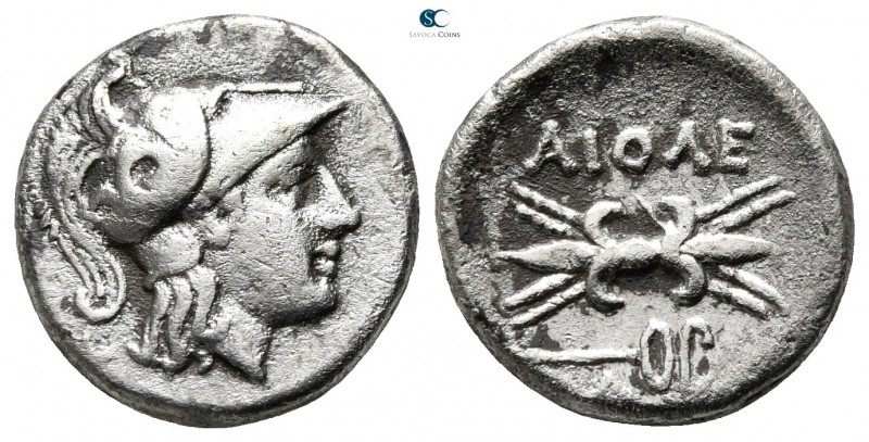 Lesbos. Methymna 330-280 BC. 
Tetrobol AR

15mm., 2,61g.

Head of Athena ri...