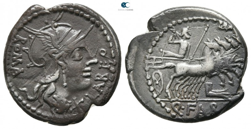 Q. Fabius Labeo. 124 BC. Rome
Denarius AR

20mm., 3,90g.

Helmeted head of ...