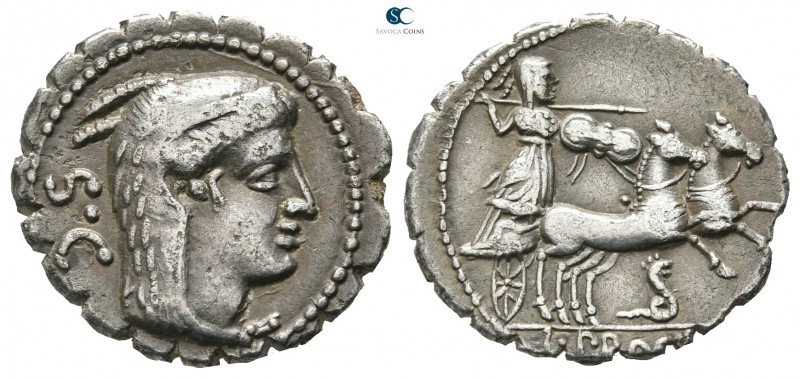 L. Procilius 80 BC. Rome
Serratus AR

19mm., 3,67g.

Head of Juno Sospita r...