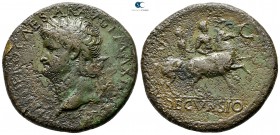 Nero AD 54-68. Struck AD 67. Lugdunum (Lyon). Sestertius Æ