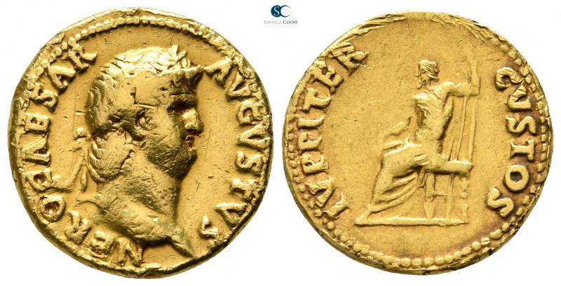 Nero AD 54-68. Struck AD 67/8. Rome
Aureus AV

18mm., 7,06g.

NERO CAESAR A...