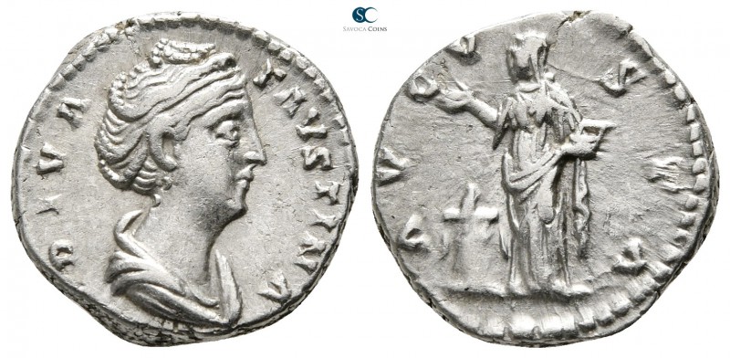 Diva Faustina I Died AD 141. Struck after AD 141. Rome
Denarius AR

17mm., 3,...