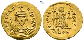 Phocas AD 602-610. Struck AD 607-609. Constantinople. 6th officina. Solidus AV