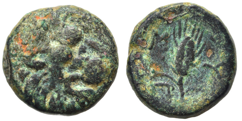 THRACE. Lysimacheia. Circa 309-220 BC. Ae (bronze, 2.51 g, 14 mm). Head of a lio...