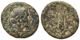 THRACE. Kardia. Circa 357-306 BC. Ae (bronze, 2.76 g, 14 mm). Head of Demeter right, wearing earring and collar; all within linear square border. Rev....