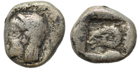 TROAS. Kebren. 5th century BC. Diobol (silver, 1.21 g, 10 mm). Head of Apollo left. Rev. Head of ram left in incuse square. SNG Ashmolean 1086; SNG vo...
