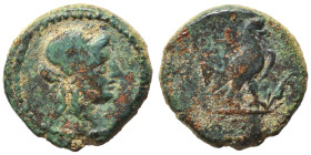 TROAS. Abydos. Circa 320-200 BC. Ae (bronze, 2.34 g, 13 mm). Laureate head of Apollo right. Rev. Eagle standing right; grain ear(?) in front. SNG Arik...