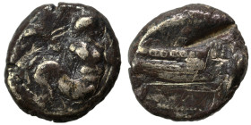 PHOENICIA. Arados. Uncertain king. Circa 440-420 BC. Third Shekel (silver, 3.18 g, 14 mm). Marine deity right, holding fish in each hand. Rev. Galley ...