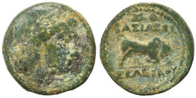 SELEUKID KINGS of SYRIA. Seleukos I Nikator, 312-281 BC. Ae (bronze, 5.82 g, 19 mm), Seleukeia on the Tigris. Laureate head of Apollo right. Rev. BAΣΙ...