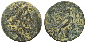 SELEUKID KINGS of SYRIA. Demetrios II Nikator, first reign, 146-138 BC. Ae (bronze, 10.31 g, 23 mm), Antiochia on the Orontes. Laureate head of Zeus t...