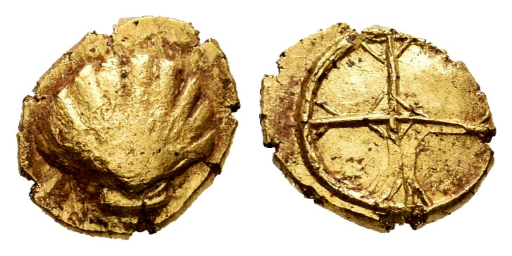 Calabria. Tarentum. 1/10 Stater or Obol litra gold. Before 500 BC. (Bmc-Unlisted...