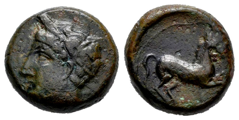 North Africa. Carthage. Unit. 400-350 BC. (Sng Cop-96). (MAA-15). Anv.: Wreathed...