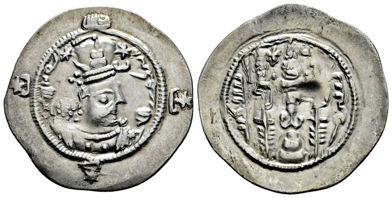 Sassanid Empire. Hormizd IV. Drachm. RY 10. AHM (Hamadan). (Göbl-I/1). Ag. 4,08 ...