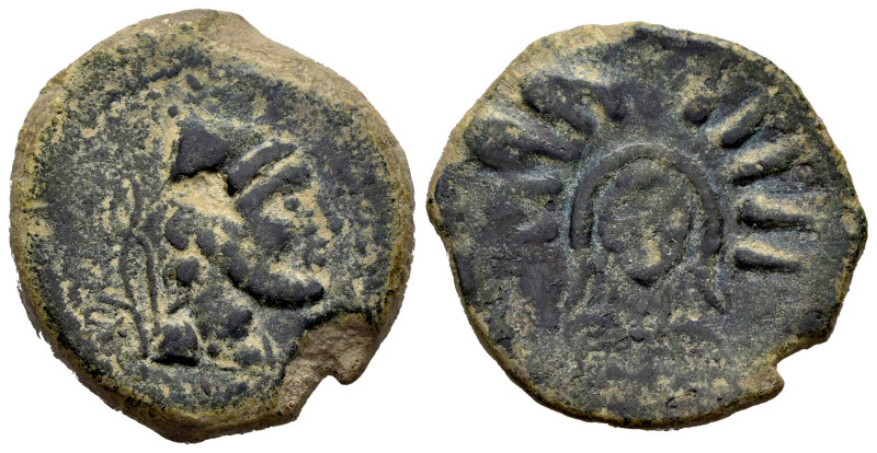 Malaka. Unit. 200-20 BC. Malaga. (Abh-1727). (Acip-786). (C-9). Anv.: Head of Vu...