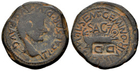 Arse-Saguntum. Time of Tiberius. Unit. 14-36 AD. Sagunto (Valencia). (Abh-2091). (Acip-3237b var). Anv.: TI. CAESAR. DIVI. AVG. F. AVG. around head of...
