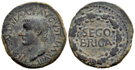 Segobriga. Time of Tiberius. Unit. 14-36 AD. Saelices (Cuenca). (Abh-2188). (Acip-3243). Anv.: TI. CAESAR. DIVI. AVG. F. AVGVS. F. IMP. VIII. around b...