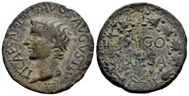 Segobriga. Time of Tiberius. Unit. 14-36 AD. Saelices (Cuenca). (Abh-2188). (Acip-3243). Anv.: TI. CAESAR. DIVI. AVG. F. AVGVS. F. IMP. VIII. around b...