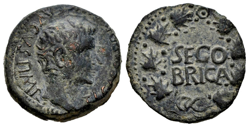 Segobriga. Time of Tiberius. Half unit. 14-36 AD. Saelices (Cuenca). (Abh-2190)....