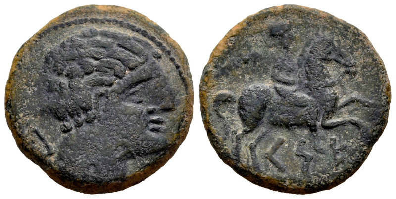 Kese. Unit. 220-200 BC. Tarragona. (Abh-2291). (Acip-1194). Anv.: Male head righ...