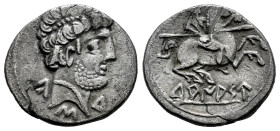 Turiasu. Denarius. 120-20 BC. Tarazona (Zaragoza). (Abh-2417). (Acip-1722). Anv.: Bearded head right, iberian letter KA, S and TU. Rev.: Horseman righ...
