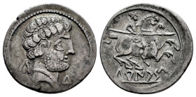 Turiasu. Denarius. 120-20 BC. Tarazona (Zaragoza). (Abh-2417). (Acip-1722). Anv.: Bearded head right, iberian letter KA, S and TU. Rev.: Horseman righ...